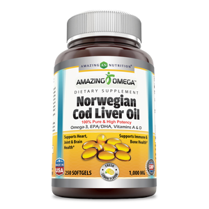 Amazing Omega Norwegian Cod Liver Oil | 1000mg 250srvgs, Lemon