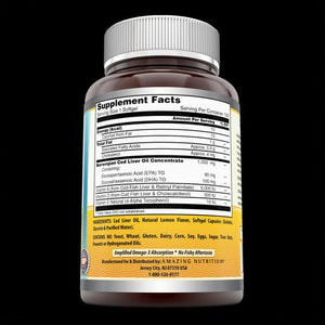 Amazing Omega Norwegian Cod Liver Oil | 1000mg 120srvgs, Lemon