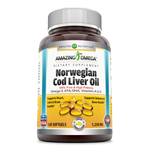 Amazing Omega Norwegian Cod Liver Oil | 1250mg 120srvgs, Lemon