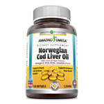 Amazing Omega Norwegian Cod Liver Oil | 1250mg 120srvgs, Orange