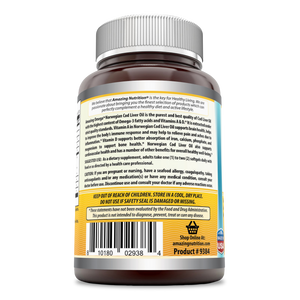 Amazing Omega Norwegian Cod Liver Oil | 1250mg 120srvgs, Orange