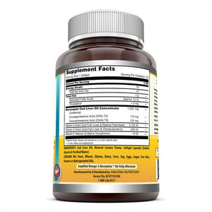 Amazing Omega Norwegian Cod Liver Oil | 1250mg 120srvgs, Lemon