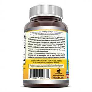 Amazing Omega Norwegian Cod Liver Oil - 1250 mg, 120 Softgels (Fresh Lemon Flavor)