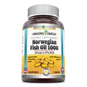 Amazing Omega Norwegian Fish Oil Lemon Flavor 1000 Mg 120 Softgels