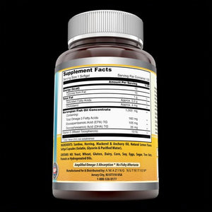 Amazing Omega Norwegian Fish Oil Lemon Flavor 1000 Mg 120 Softgels
