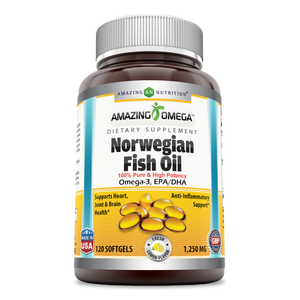 Amazing Omega Norwegian Fish Oil | 1250mg 120srvgs, Lemon