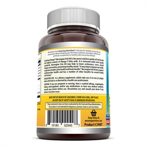 Amazing Omega Norwegian Fish Oil | 1250mg 120srvgs, Lemon