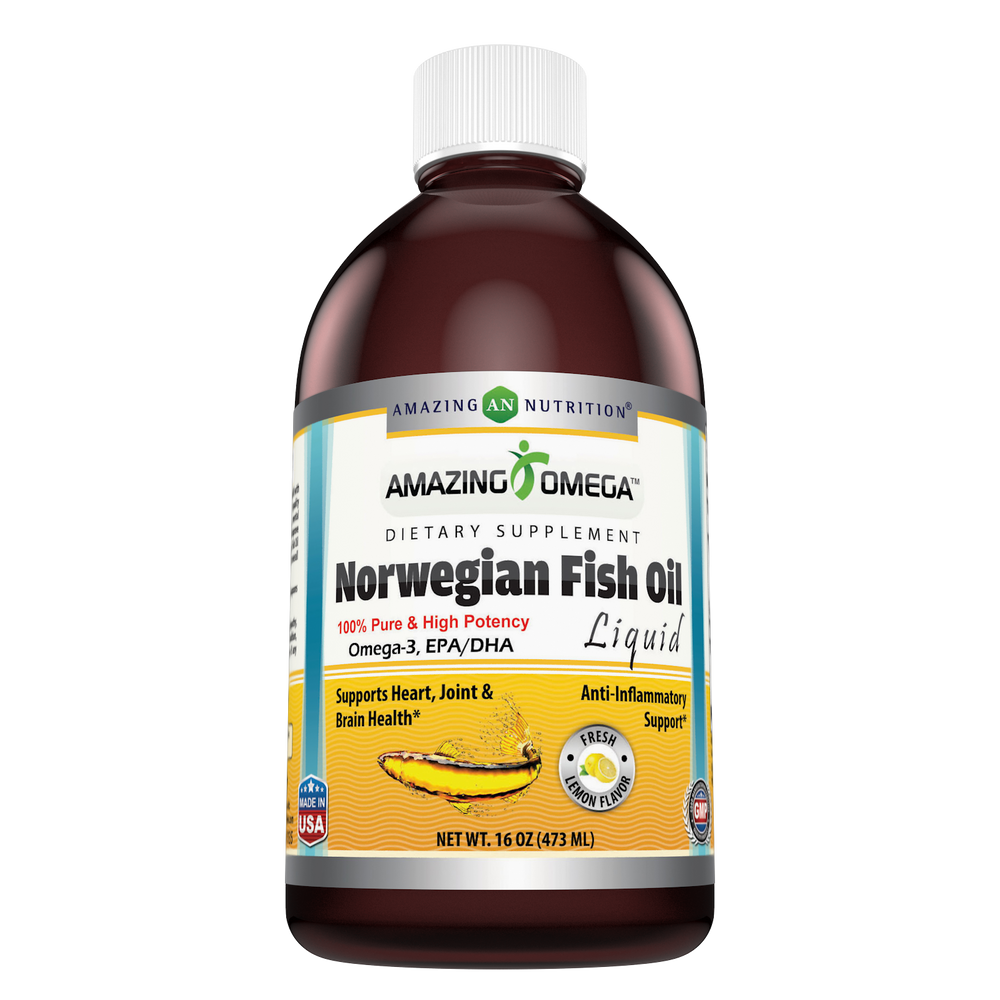 Amazing Omega Norwegian Fish Oil | 16 Fl Oz, Lemon