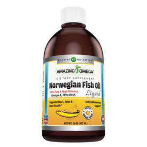 Amazing Omega Norwegian Liquid Fish Oil, 16 Oz, Fresh Orange Flavor