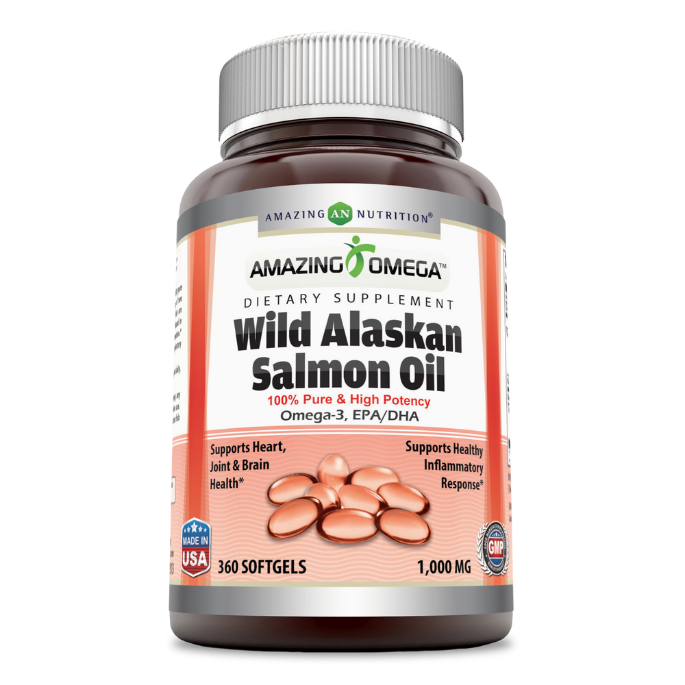 Amazing Omega Wild Alaskan Salmon Oil 1000 Mg 360 Softgels