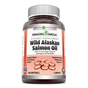 Amazing Omega Wild Alaskan Salmon Oil 1000 Mg 360 Softgels