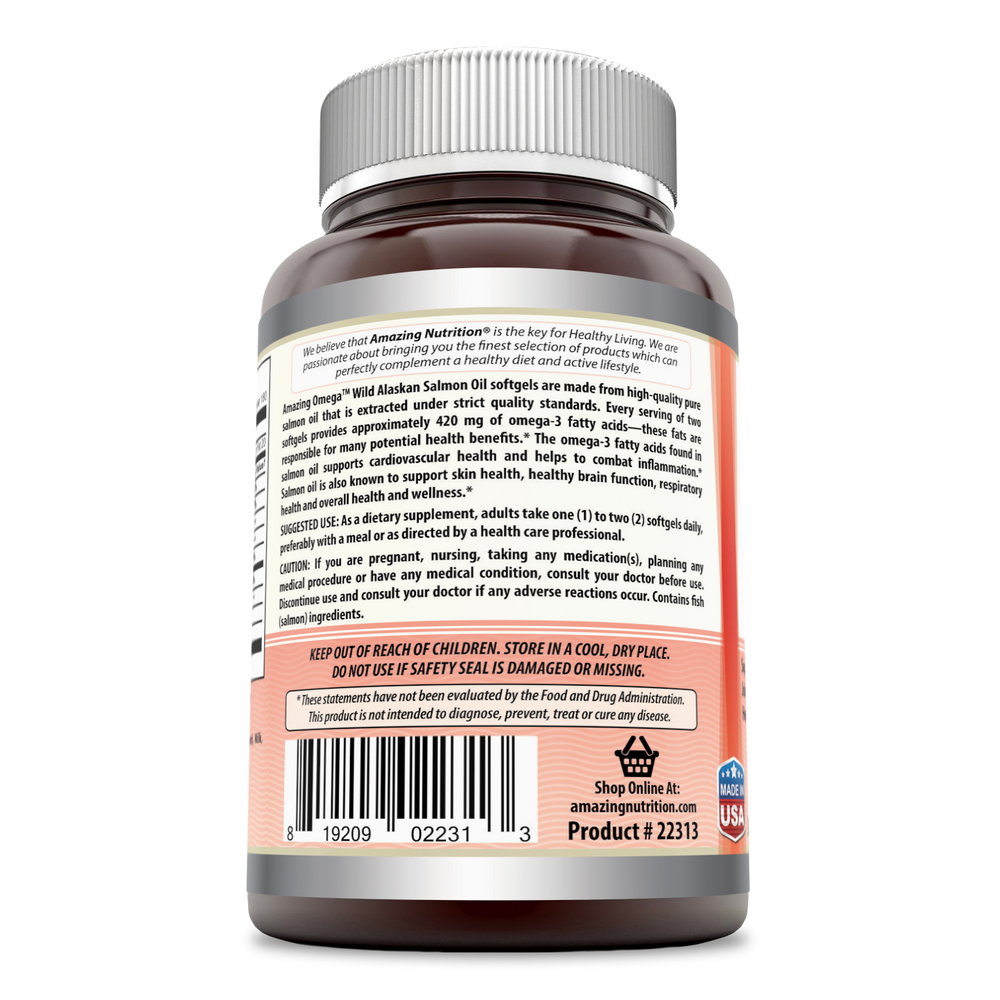 Amazing Omega Wild Alaskan Salmon Oil | 2000mg 180srvgs