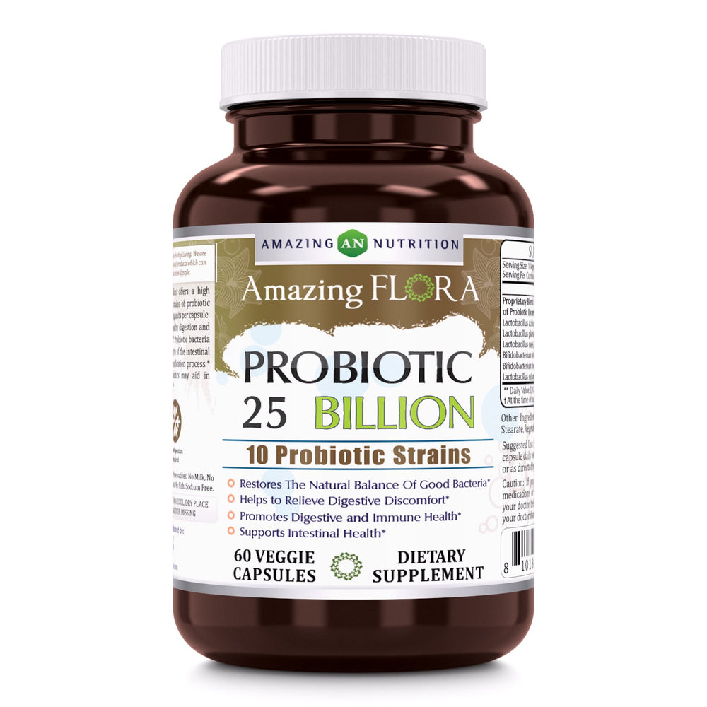 Amazing Flora Probiotic 25 Billion 60 Veggie Capsules - Amazing Nutrition