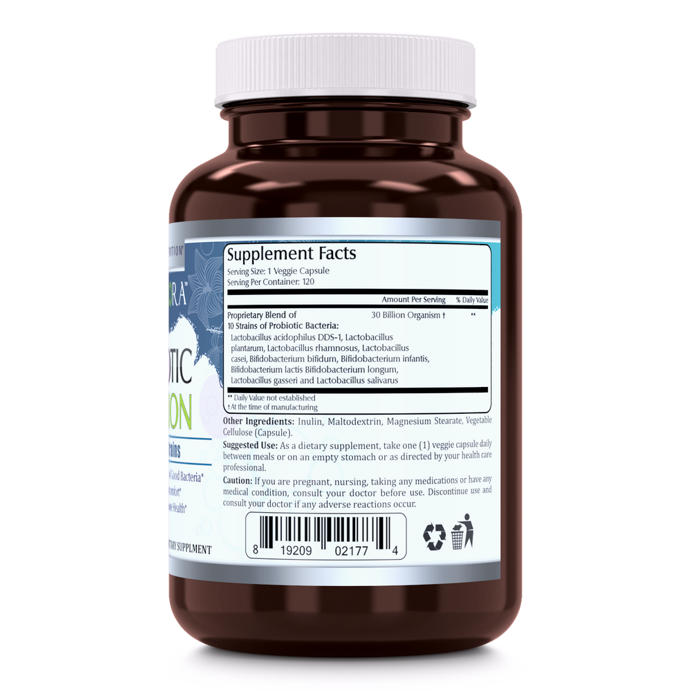 Amazing Flora Probiotic 10 Strains 30 Billion 120 Vegetarian Capsules - Amazing Nutrition