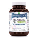 Amazing Flora 30 Billion Probiotic 10 Strains 60 Veggie Capsules - Amazing Nutrition