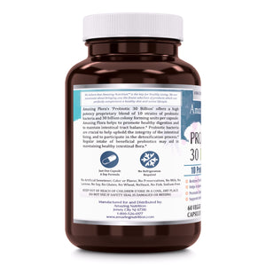 Amazing Flora 30 Billion Probiotic 10 Strains 60 Veggie Capsules - Amazing Nutrition