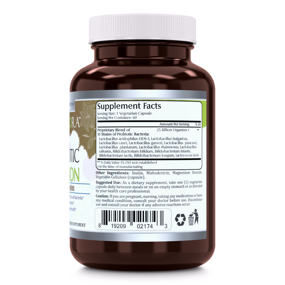 Amazing Flora Probiotic 13 Strains 25 Billion 60 Vegetarian Capsules - Amazing Nutrition