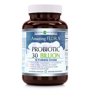 Amazing Flora Probiotic 13 Strains 30 Billion 60 Vegetarian Capsules - Amazing Nutrition