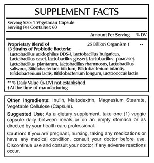 Amazing Flora Probiotic 25 Billion CFU 13 Probiotic Strains 60 Veggie Capsules