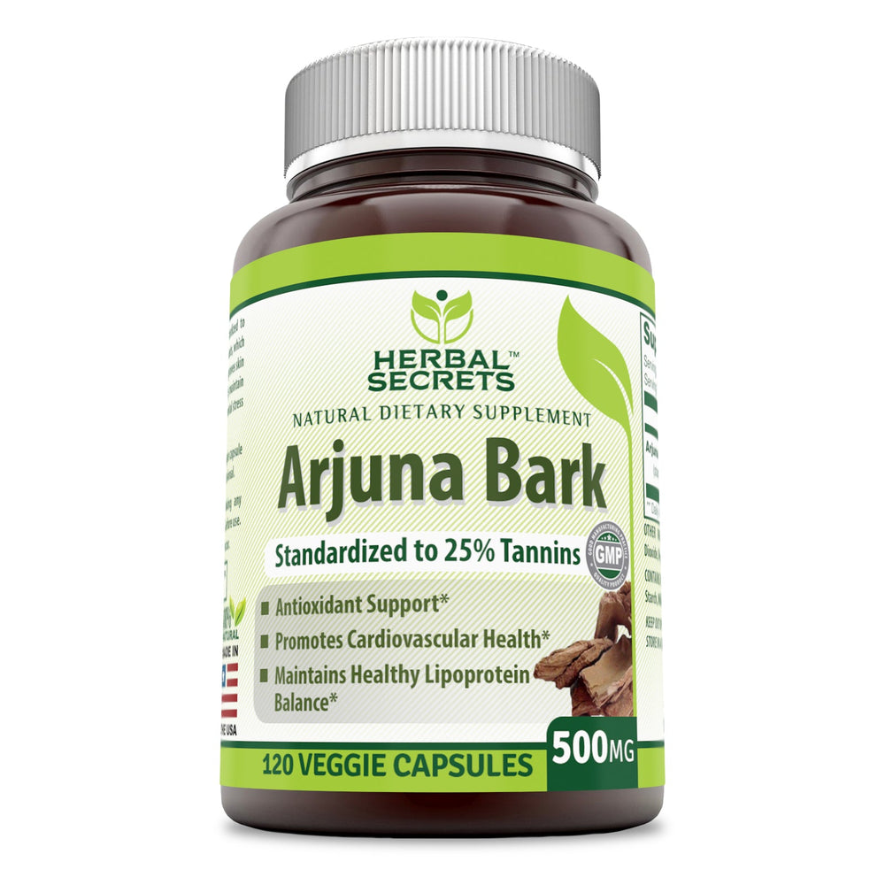 Herbal Secrets Arjuna Bark 500 Mg 120 Veggie Capsules