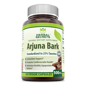 Herbal Secrets Arjuna Bark 500 Mg 120 Veggie Capsules