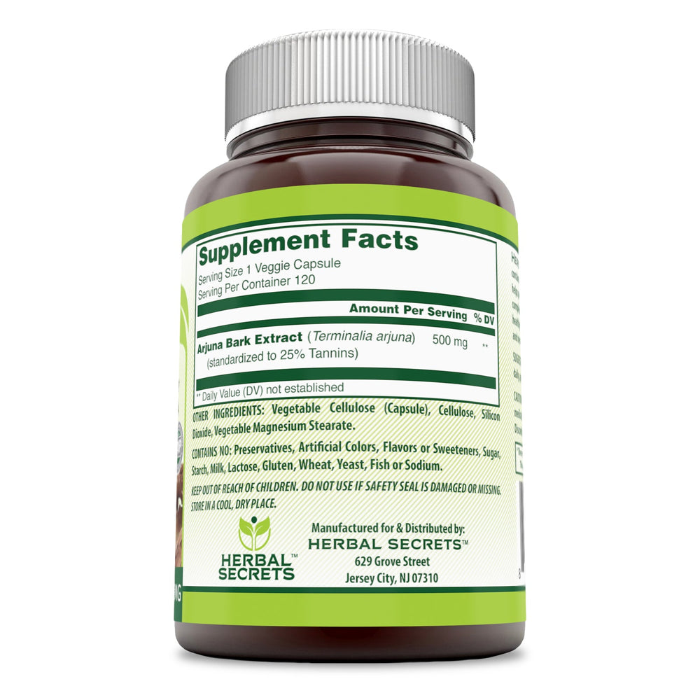 Herbal Secrets Arjuna Bark 500 Mg 120 Veggie Capsules