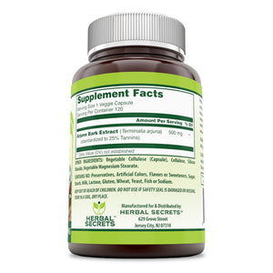 Herbal Secrets Arjuna Bark 500 Mg 120 Veggie Capsules