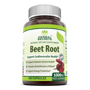 Herbal Secrets Beet Root | 1000mg 100 Capsules