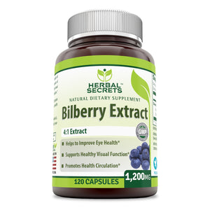 Herbal Secrets Bilberry Extract 1200 Mg 120 Capsules
