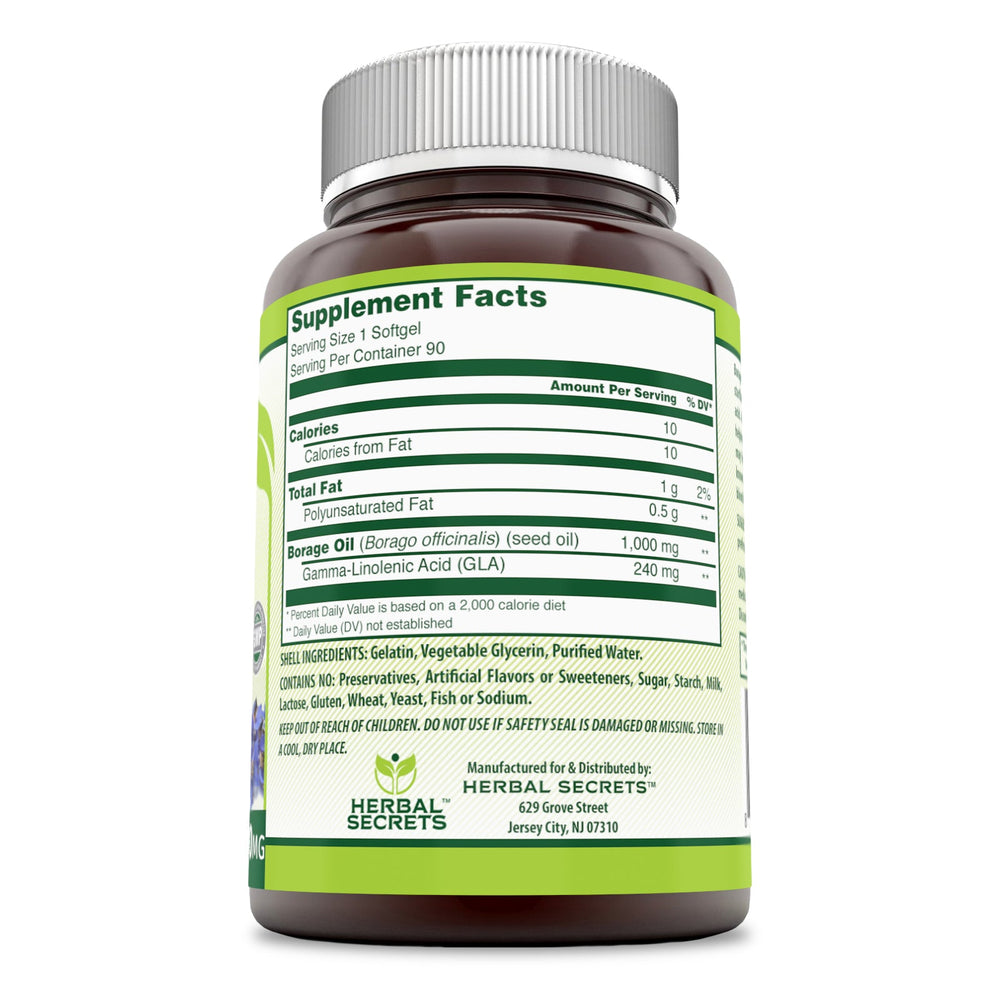 Herbal Secrets Borage Oil 1000 Mg 90 Softgels