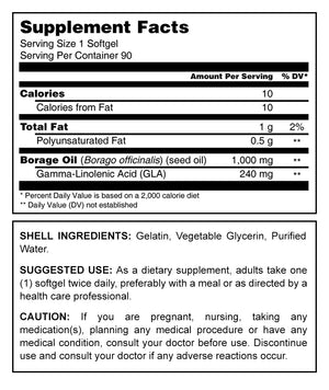 Herbal Secrets Borage Oil 1000 Mg 90 Softgels