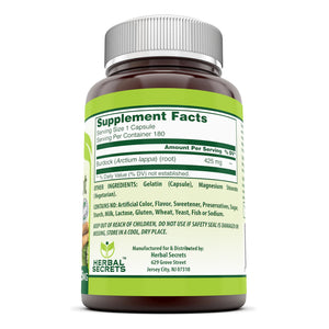Herbal Secrets Burdock Root 425 Mg 180 Capsules