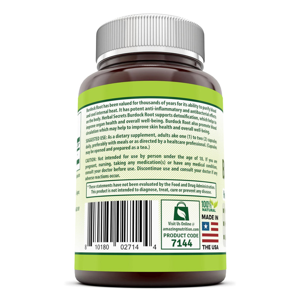 Herbal Secrets Burdock Root 425 Mg 180 Capsules
