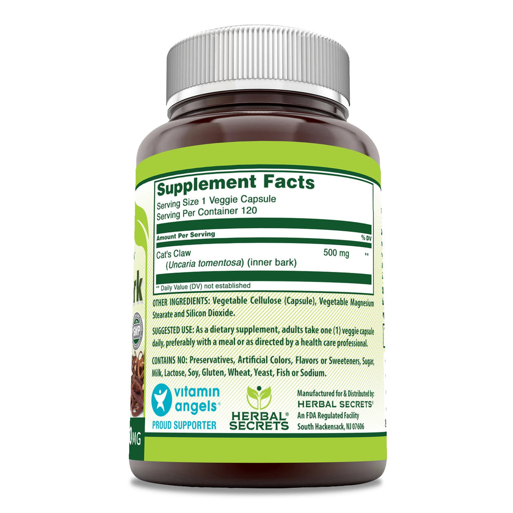 Herbal Secrets Cat'S Claw Bark 500 Mg 100 Capsules