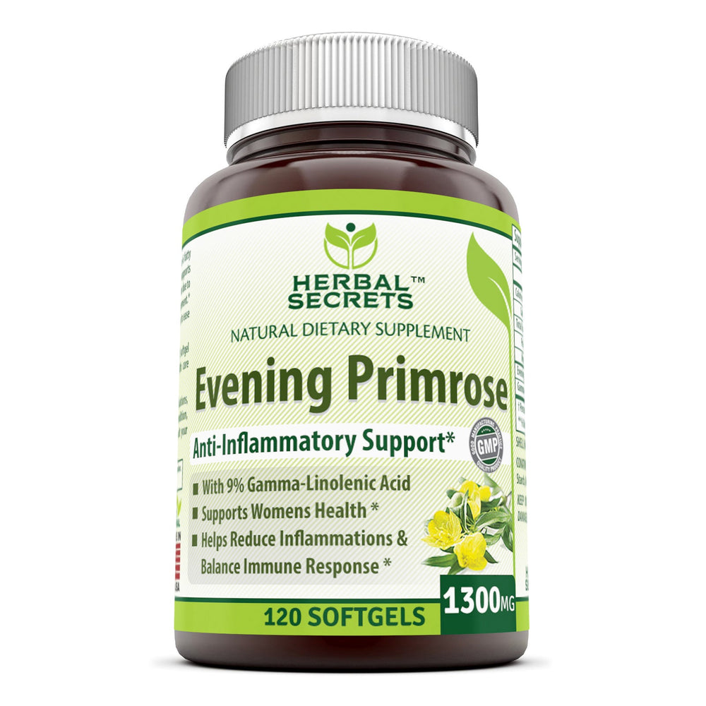 Herbal Secrets Evening Primrose Oil Supplement | 1300mg 120 Softgels - 9% GLA