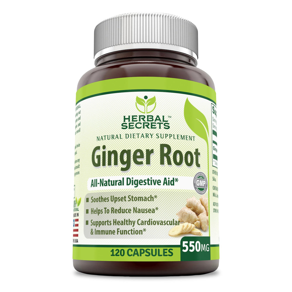 Herbal Secrets Ginger Root Supplement | 550mg 120 Capsules