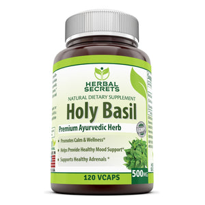 
                
                    Load image into Gallery viewer, Herbal Secrets Holy Basil | 500mg 120 Veggie Capsules
                
            
