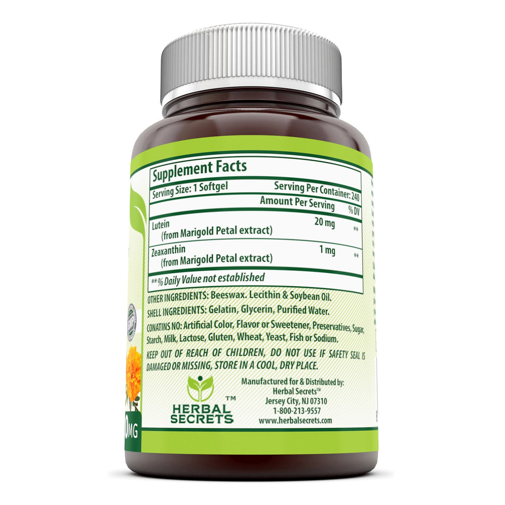 Herbal Secrets Lutein with Zeaxanthin | 20mg 240 Softgels