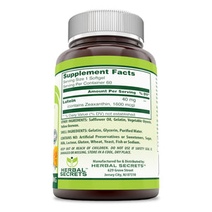 Herbal Secrets Lutein with Zeaxanthin 40 Mg 60 Softgels