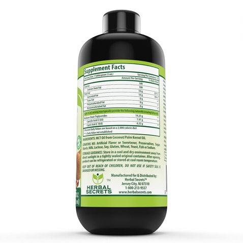 Herbal Secret 100% Pure MCT Oil, 16 Fl Oz