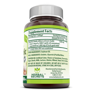 Herbal Secrets Odorless Garlic | 1000mg 120 Softgels
