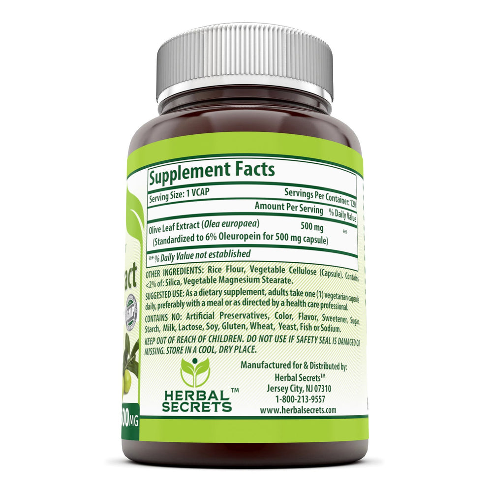 Herbal Secrets Olive Leaf Extract | 500mg 120 Veggie Capsules