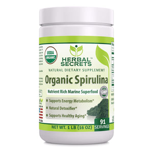 Herbal Secrets USDA Certified Organic Spirulina Powder 16 Oz 1 Lb