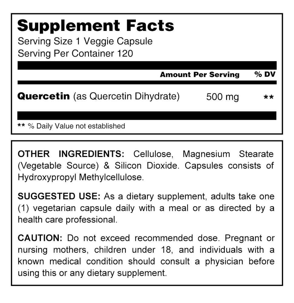 Herbal Secrets Quercetin 500 Mg 120 Vegetarian Capsules