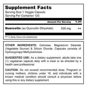 Herbal Secrets Quercetin 500 Mg 120 Vegetarian Capsules