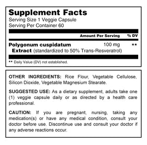 Herbal Secrets Resveratrol 100 Mg 60 Veggie Capsules