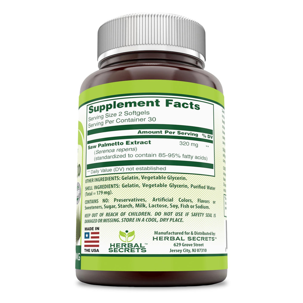 Herbal Secrets Saw Palmetto 320 Mg 90 Softgels