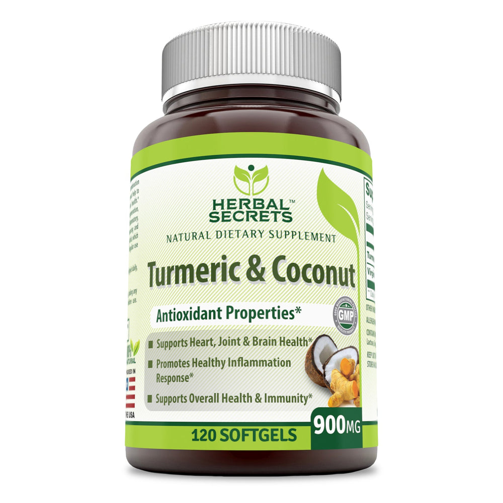 
                
                    Load image into Gallery viewer, Herbal Secrets Turmeric &amp;amp; Coconut 900 Mg 120 Softgels
                
            