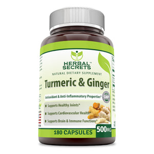 Herbal Secrets Turmeric & Ginger 500 Mg 180 Veggie Capsules