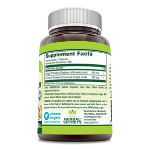 Herbal Secrets Turmeric & Ginger 500 Mg 180 Veggie Capsules